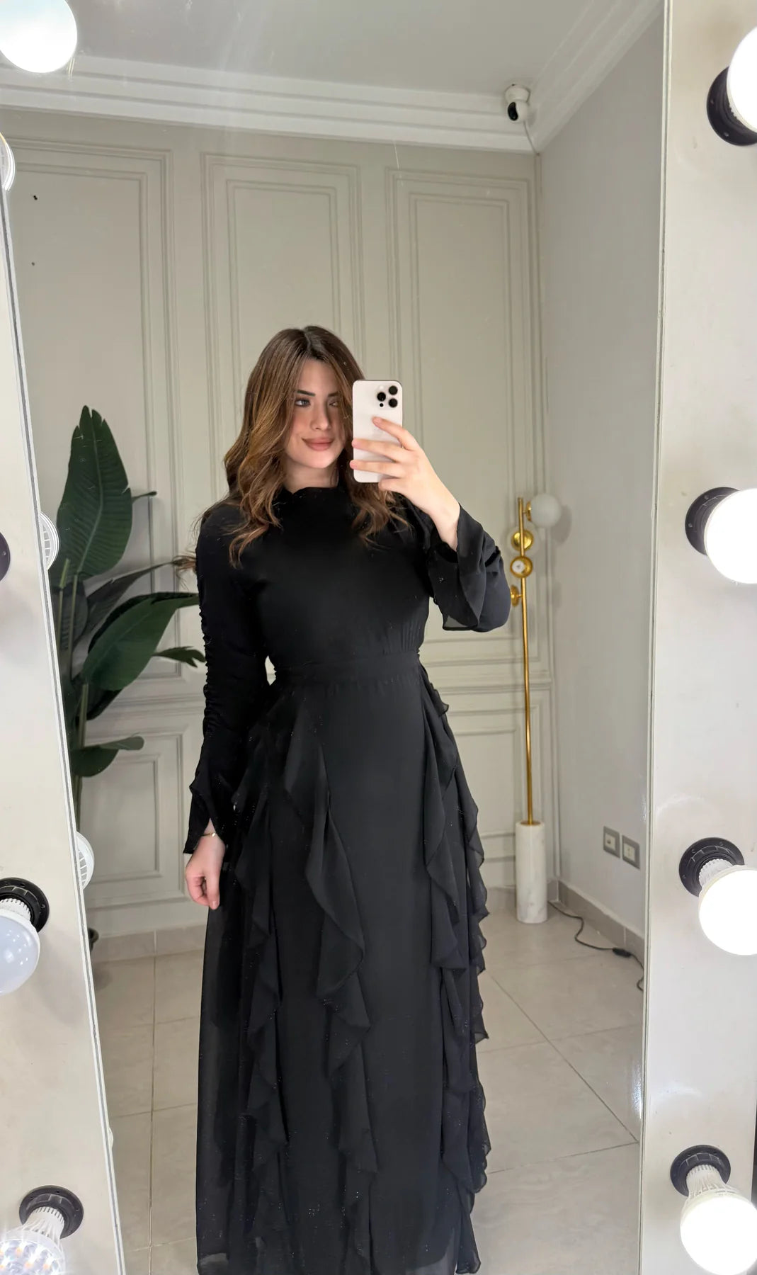 Black Luxe Frill Maxi Dress – Effortless Glamour & Elegance