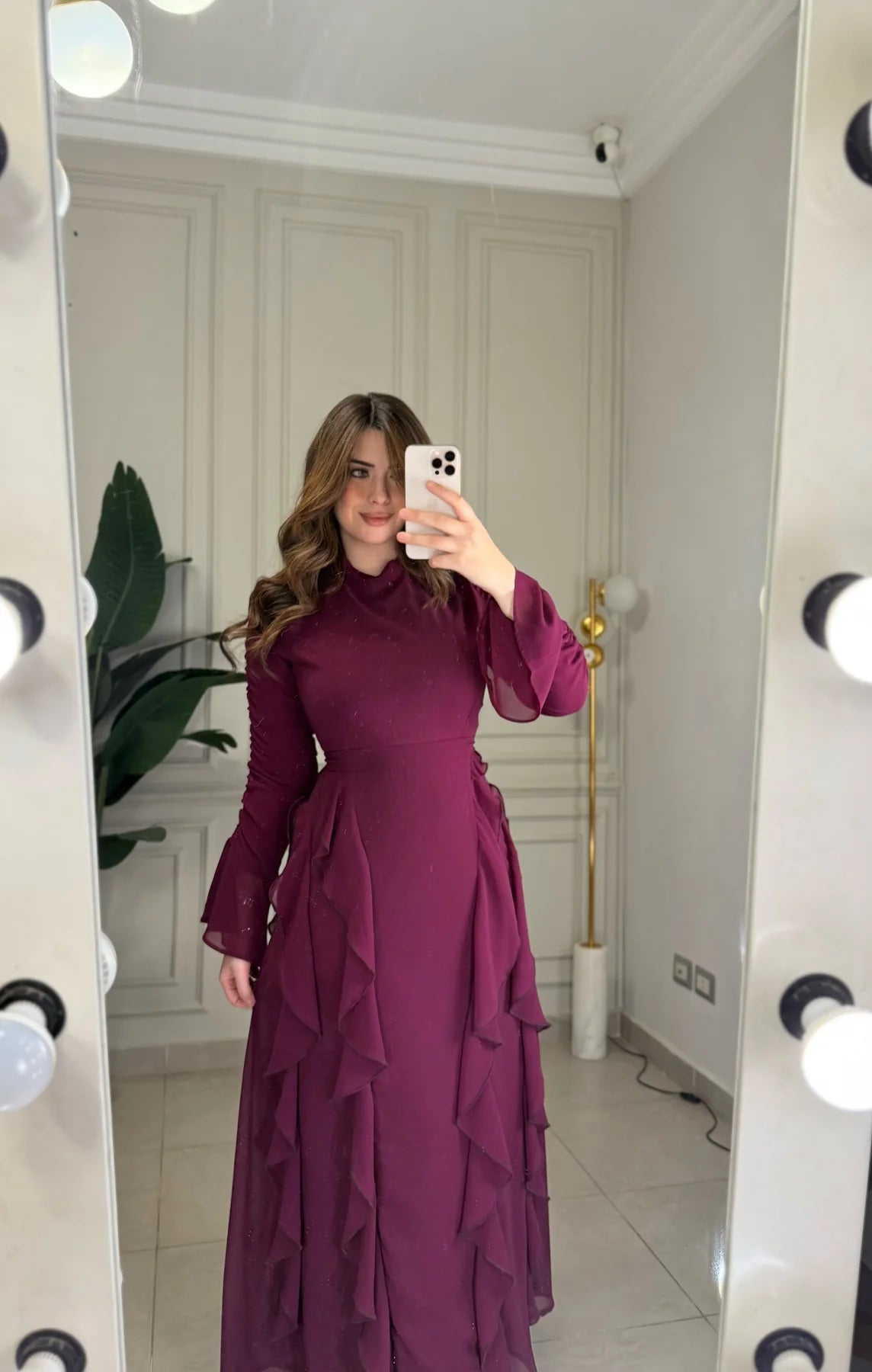 Wine Elegance Ruffle Maxi Dress – Sophistication in Every Step