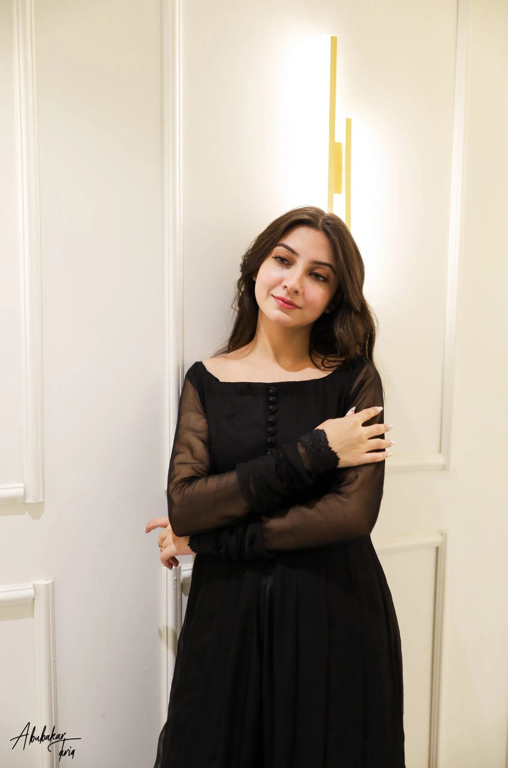 Regal Black Anarkali with Flowing Gharara